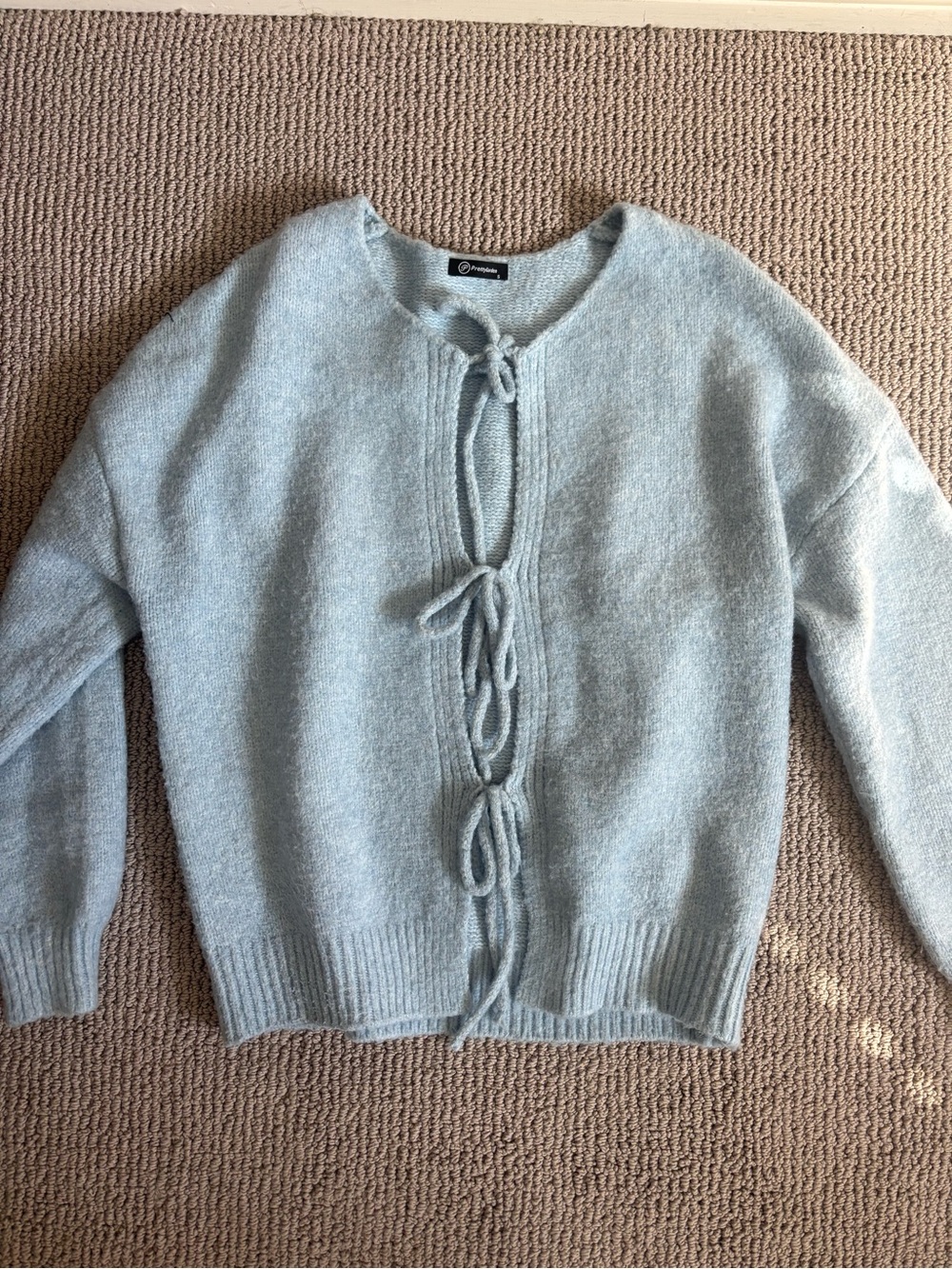 Light Gray Tie-Front Women's Sweater